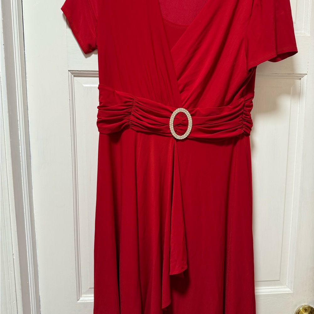 R&M Richards Red Flutter Sleeve Midi Sundress